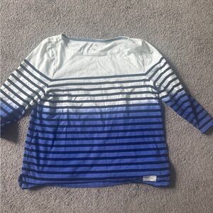 Talbots Navy and Cobalt Striped Top